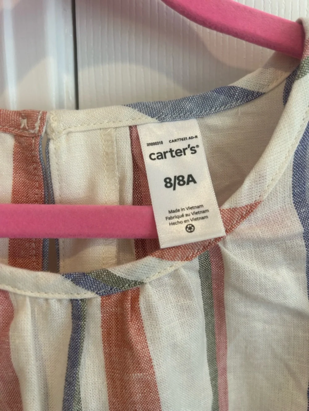 Carter's Girls' Cream Multi-Stripe Short Sleeve Top